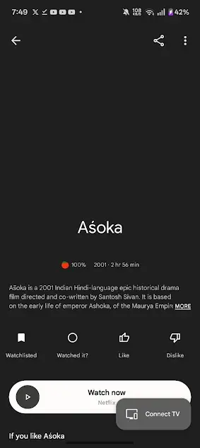 Screenshot of Google TV Android